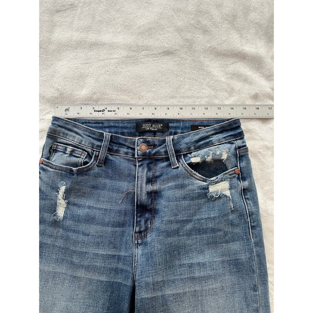 Judy Blue Wide Leg Medium Wash Blue Jeans Women's 9/29 (Actual 31) XC Fast Ship - Picture 6 of 10
